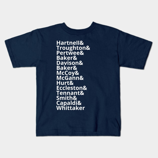 All the Doctors together Kids T-Shirt by kikarose